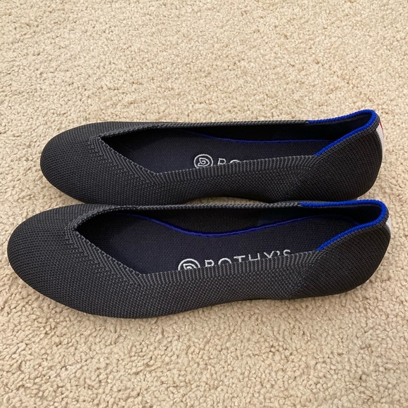 Rothy's RETIRED Charcoal / Dark Gray Racing Stripe Rounded Flat 7.5 - Picture 4 of 12